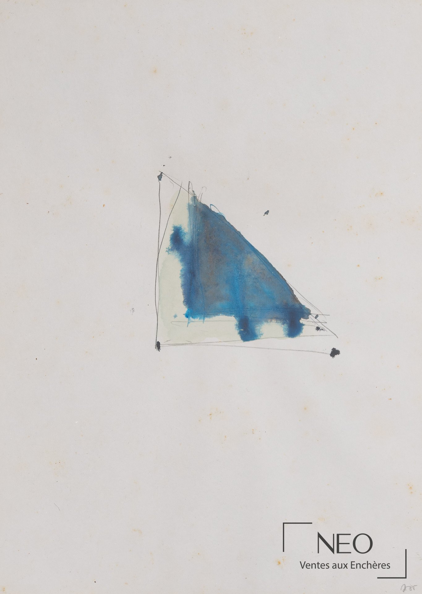 Dessin géométrique avec triangle, hachures et élément noir et blanc