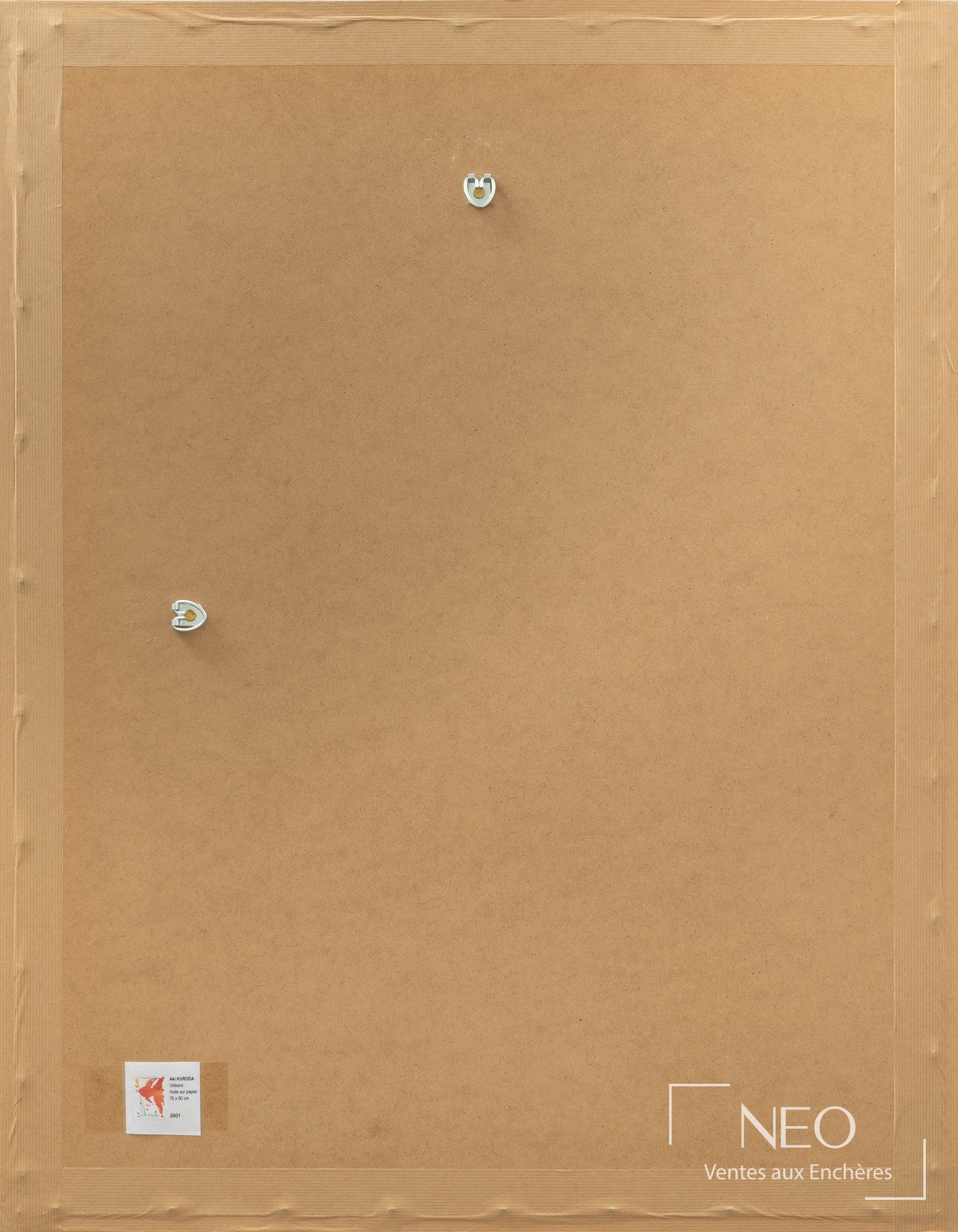 Dos du cadre avec étiquette de l'œuvre Aki Kuroda
